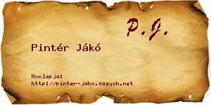 Pintér Jákó névjegykártya